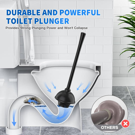 LOVLOY Toilet Plunger and Brush,2 Pack Bowl Brush and Heavy Duty Toilet Plunger Set with Ventilated Holder, 2-in-1 Toilet Brush and Plunger Combo for 5.3-inch Toilet Drain Bathroom Cleaning