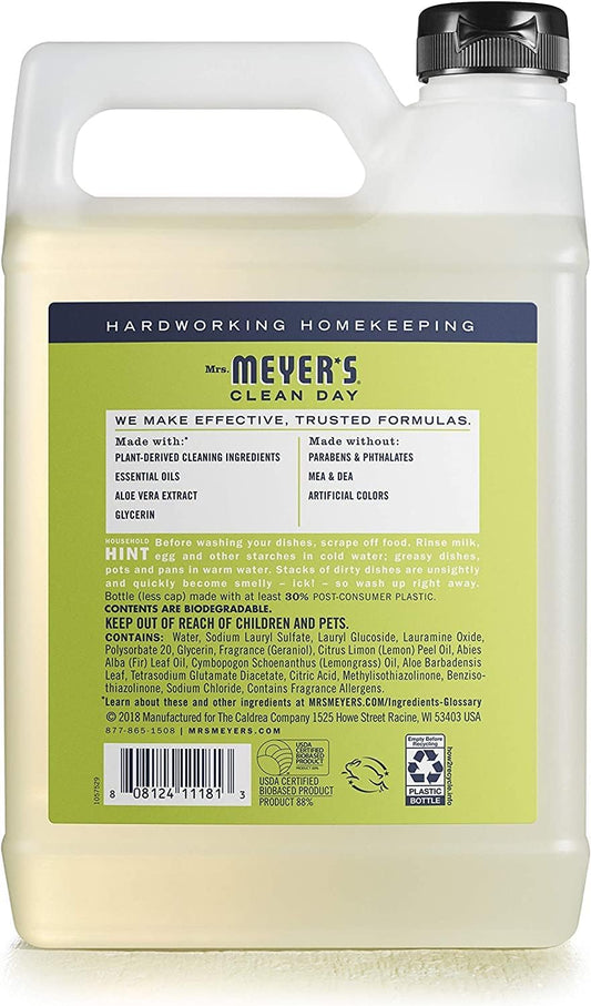 Mrs. MEYER'S CLEAN DAY Liquid Dish Soap Refill Lemon Verbena, 48 Fl Oz. (Pack of 6)