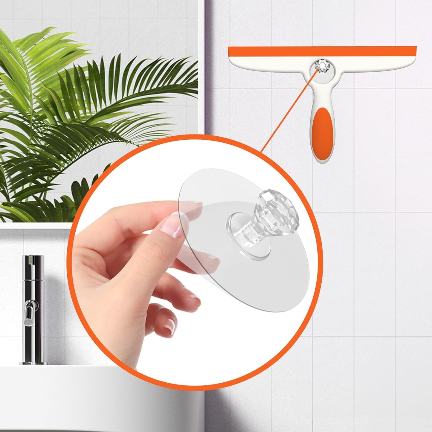 Shower Squeegee for Glass Doors & Walls - 10" Squeegee with Adhesive Hook - Pack of 2/Gray