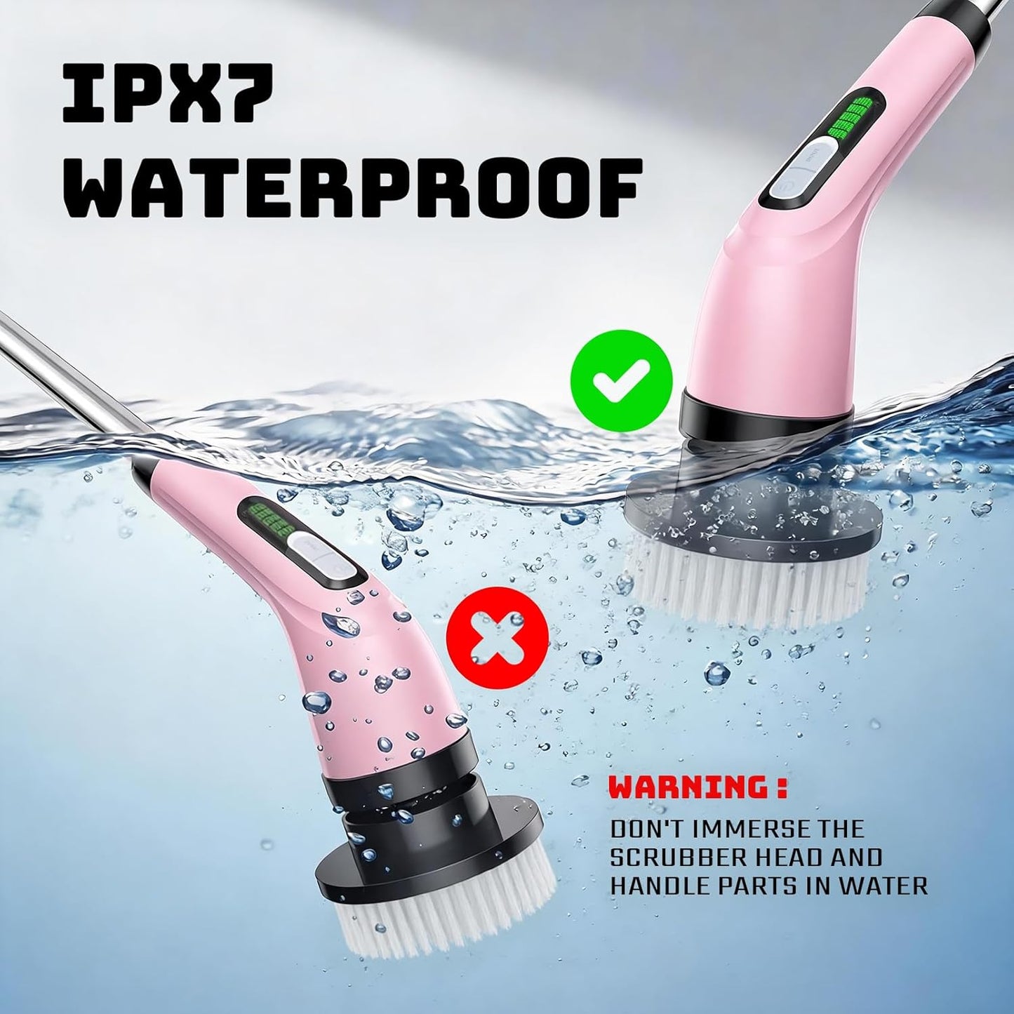 Highyes Electric Spin Scrubber for Cleaning Bathroom: Cordless Power Shower Scrubber - Electric Cleaning Brush for Tile Tub