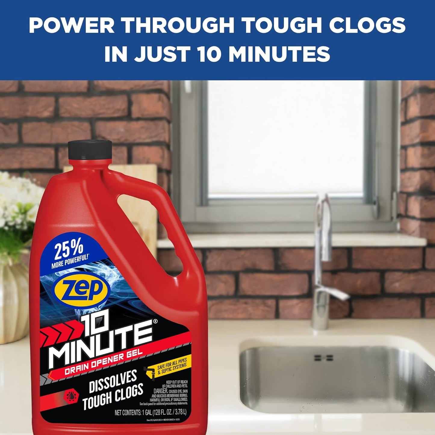 Zep 10 Minute Drain Opener Gel 64 Ounce - ZHCR64NG - Commercial Strength, Fast Acting and Safe for All Pipes