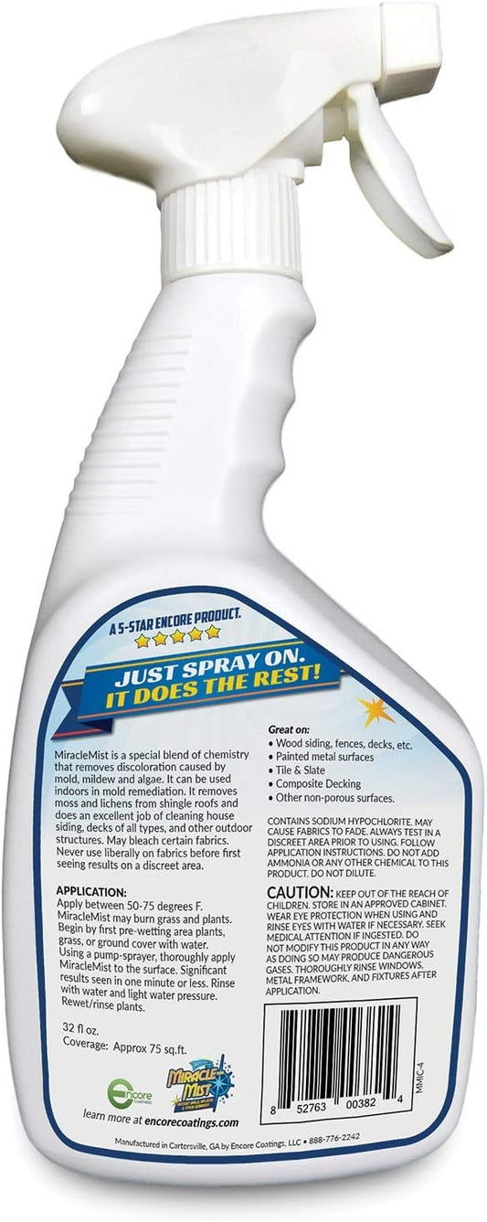 MiracleMist Instant Cleaner for Indoor and Outdoor Use, 32 oz | 2 Pack (64 OZ Spray)