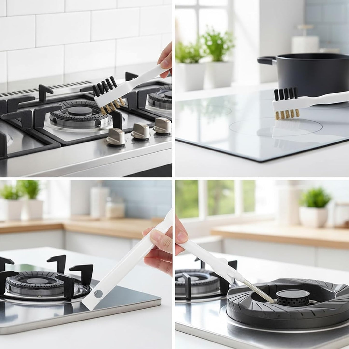 Ymapinc Gas Stove Top Cleaner Set - Kitchen Cleaning Scrub Brush with Cooktop Scraper + Scraper Tool, Household Cleaning Tools & Scrubber for Range Hood Grease Grime