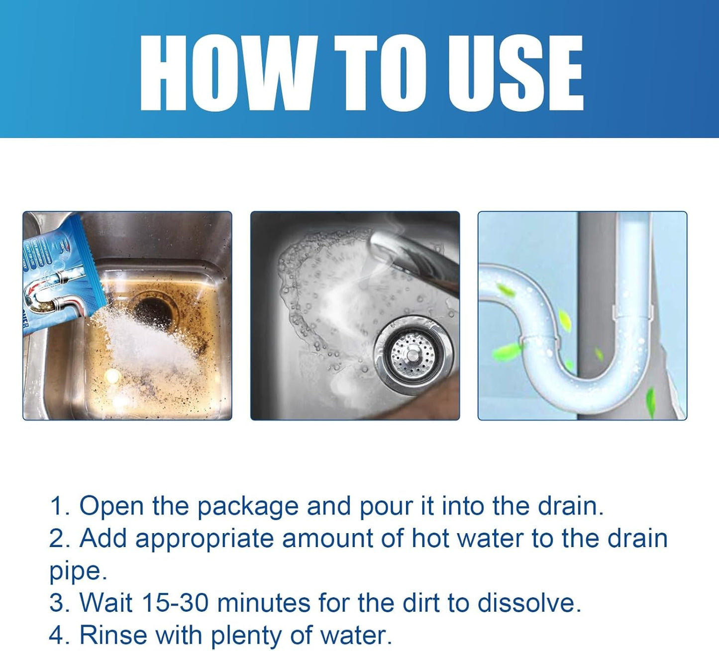 Enzyme-Powered Drain Clog Dissolver | Fast-Acting Pipe Cleaner for Hair, Soap Scum & Organic Waste | Septic-Safe Toilet Clog Remover Gel | 30-Minute Formula (6 Pack, 180g Each)
