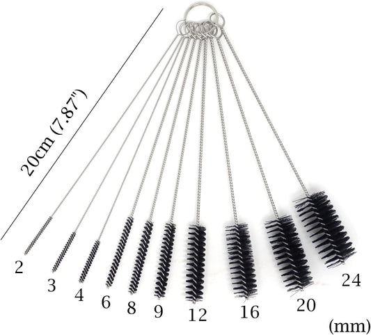 Honbay 10PCS 7.87Inch Nylon Tube Brush Set Cleaning Brush Set for Test Tube,Water Bottles, Drinking Straws, Eye Glasses, Keyboards, Jewelry Cleaning,etc