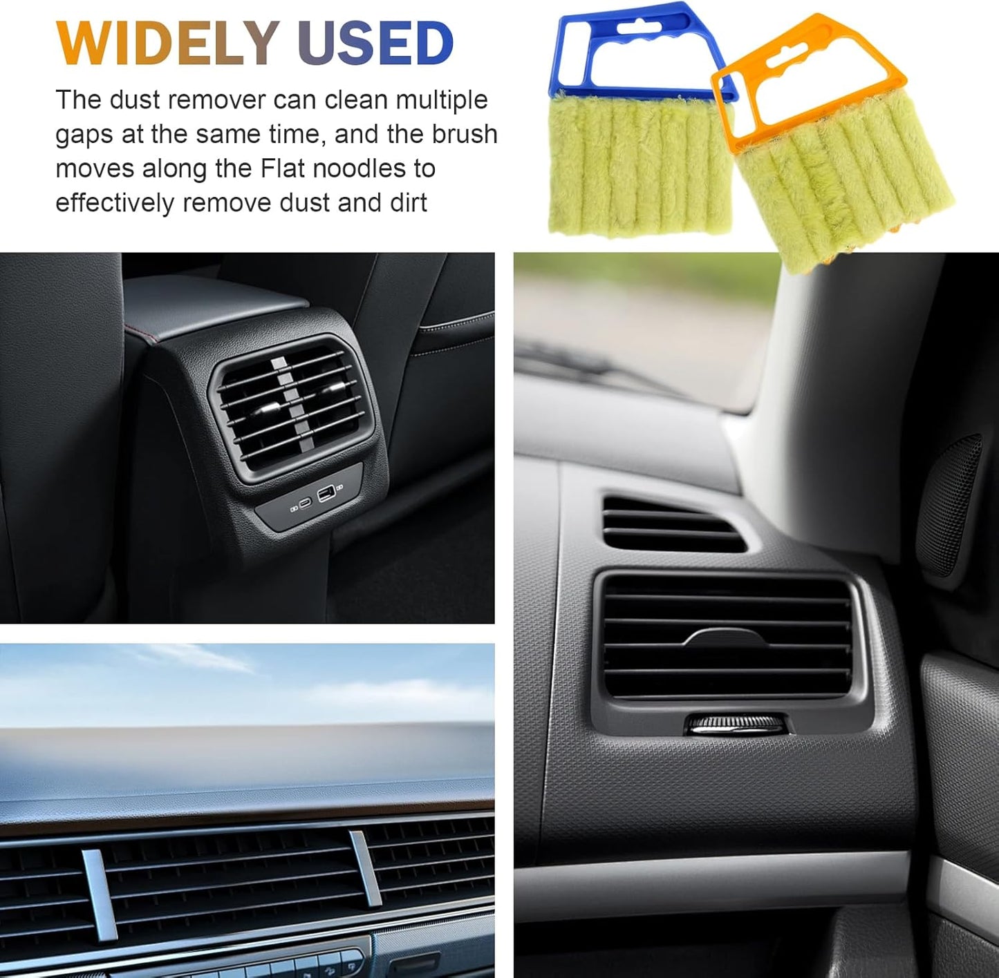 WZP 2PCS Blind Cleaner Duster Tool, Mini 7 Fingers Air Vent Cleaners, Handheld Washable Blind Cleaner for Blinds, Air Conditioner Vents, Fans Vents (Orange & Blue)