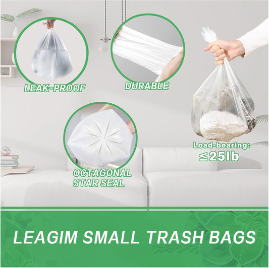 Small Trash Bags 2.6 Gallon-108 Count Leakage-Proof Strong, Small Mini Garbage Bags for Bathroom, Bedroom, Office, White Small Trash Can Liners