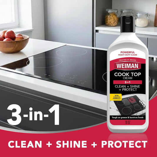 Weiman Non-Abrasive, No Scratch Induction Glass Ceramic Stove Cooktop Heavy Duty Cleaner and Polish, 20 Ounce