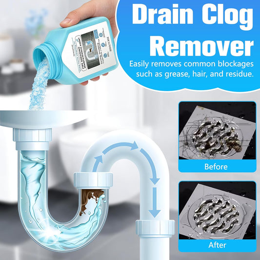 Drain Clog Remover Powerful Unclogging Sink Hair Cleaner for Kitchen, Shower Pipes and Drains, Toilet Unclogger Heavy Duty Bathroom Pipeline Dredge for Kitchen and Pipes Cleaning Tool(320g/11.3oz)