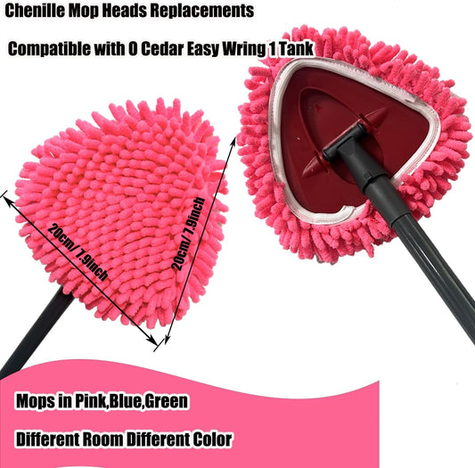 6 PCS Spin Mop Heads Replacements Compatible with Ocedar Easywring 1 Tank System Chenille Mops Duster Pad Washable Dust Refills Green Blue Red