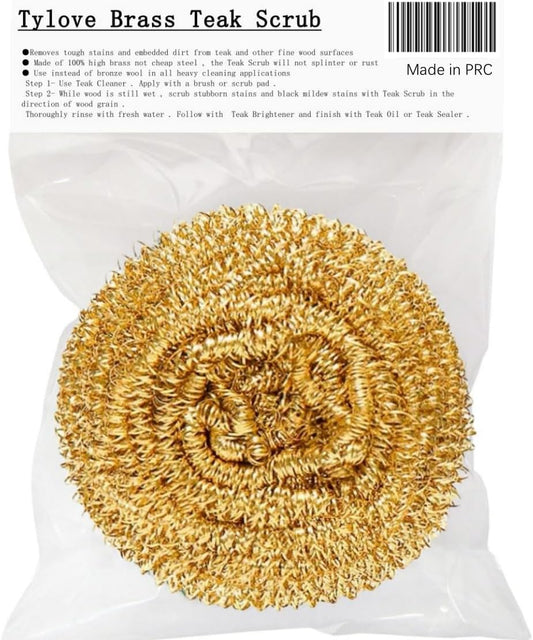 Marine Grade Brass Teak Scrubber not Cheap Stainless Steel Scrub Scouring Pad | Gentle Non-Scratch Deck | Rustproof | Premium Yacht Wood Restorer - Refinish Wood Furniture & Boat Teak