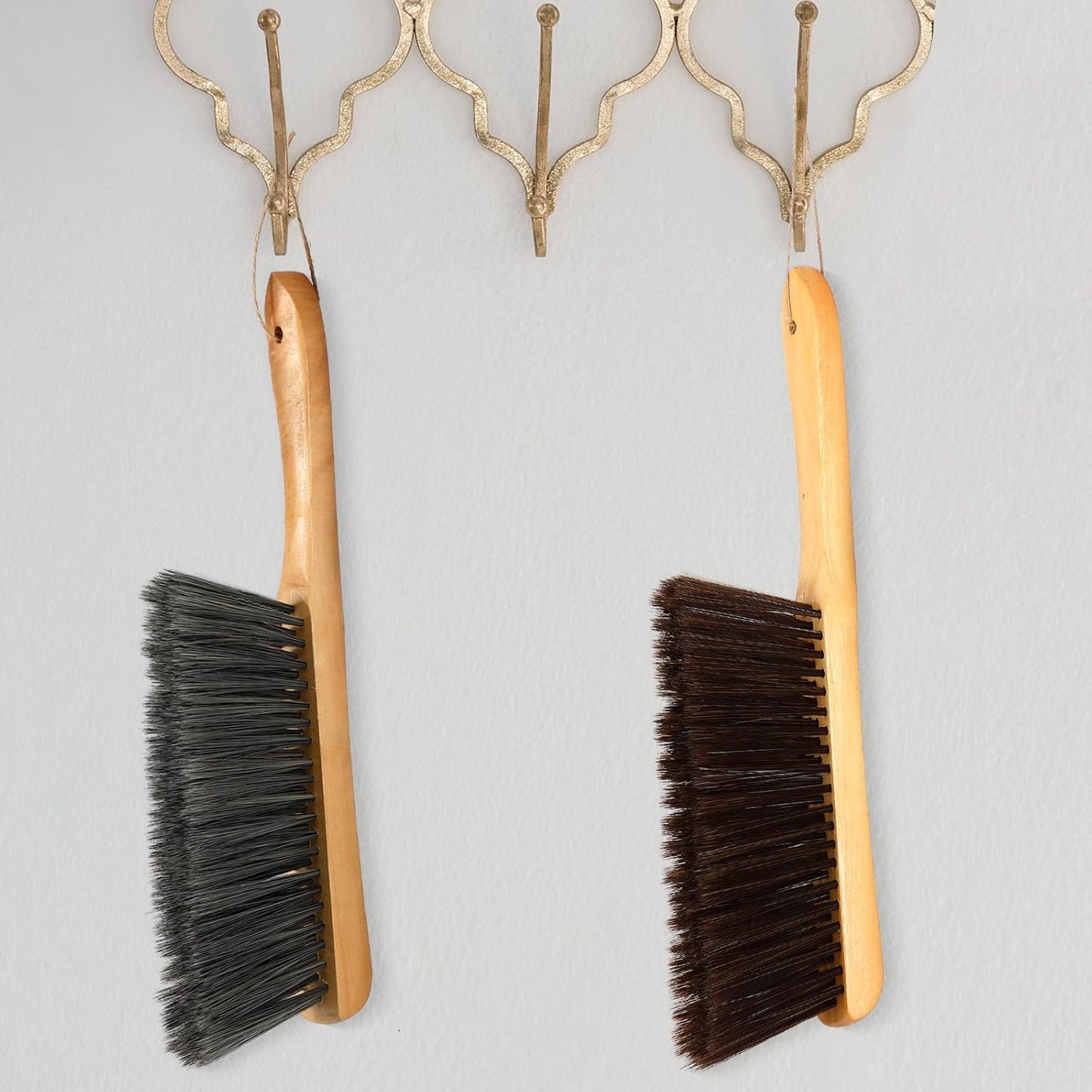 Patelai 2 Pieces Wooden Bench Brushes Fireplace Brush Natural Fiber Bench Soft Bristles Long Wood Handle Dust for Hearth Tidy Car Home Workshop Woodworking(Gray)