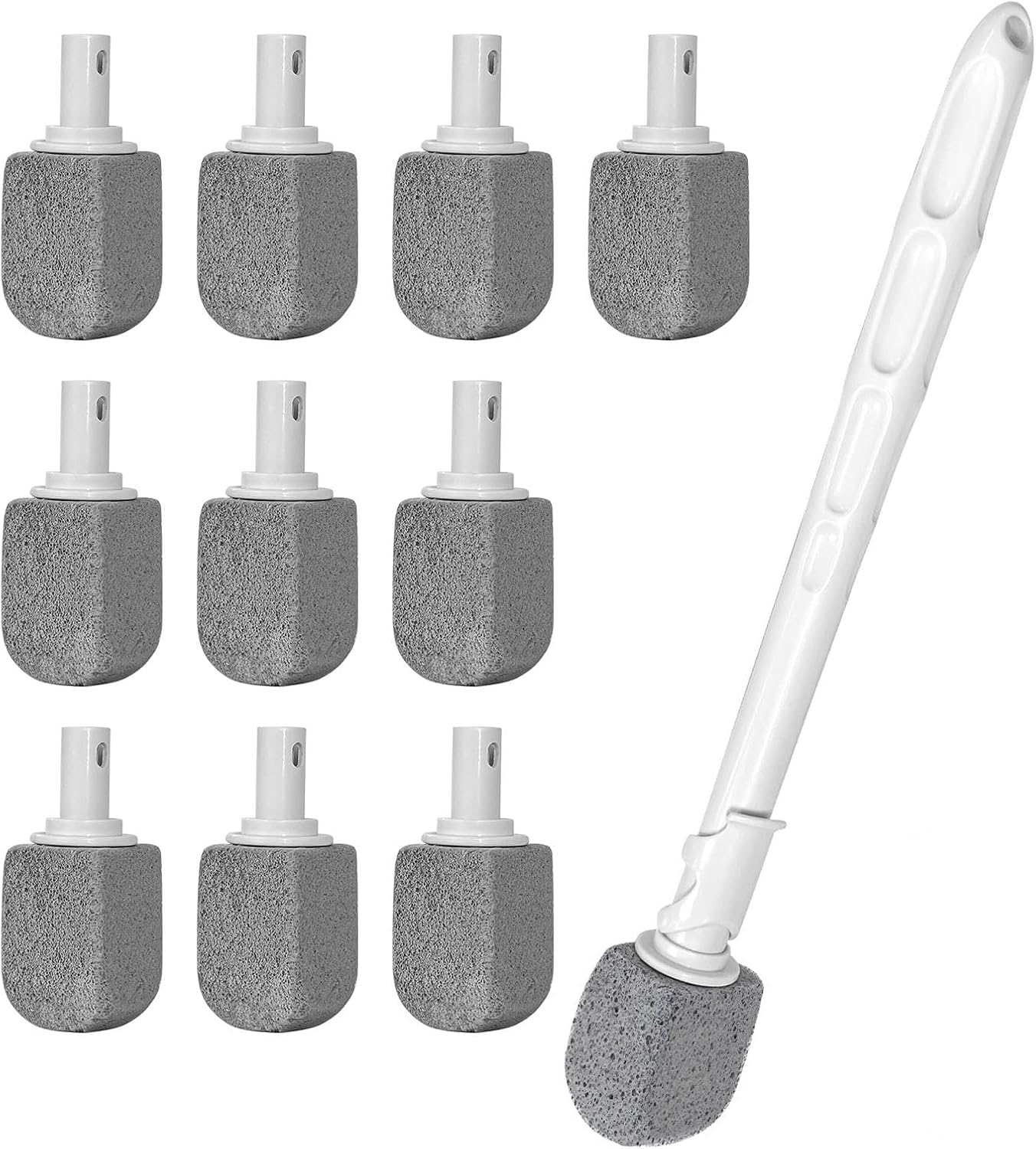 Upgrade Pumice Stone Toilet Bowl Cleaner,Bathroom Cleaner Brush Toilet Wand Refills with 30CM Long Handle for Remove Hard Water Stains with 1 Wand+ Pumice Stones (5 Pack)