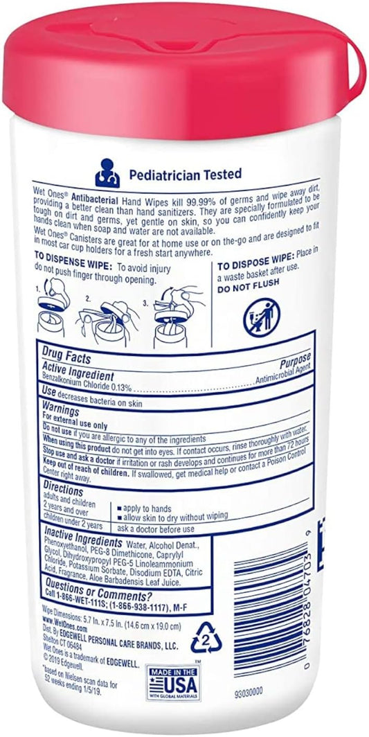 Wet Ones Antibacterial Hand Wipes, Tropical Splash Wipes, Antibacterial Wipes, Hand Sanitizer Wipes, Wet Ones Wipes, 40ct Canister