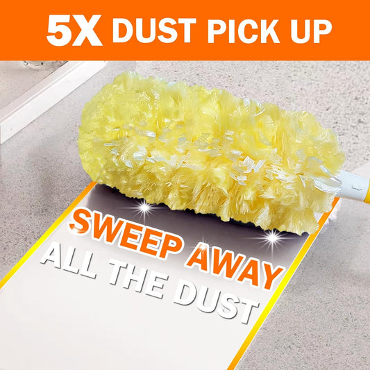 60 Heavy Duty Duster Refills for Swiffer Duster, 3 ft Extendable Handle + 1 Short Handle, Multisurface 360 Dusters kit for Dusting Furniture, Ceiling Fans, Blinds, Corners, Yellow