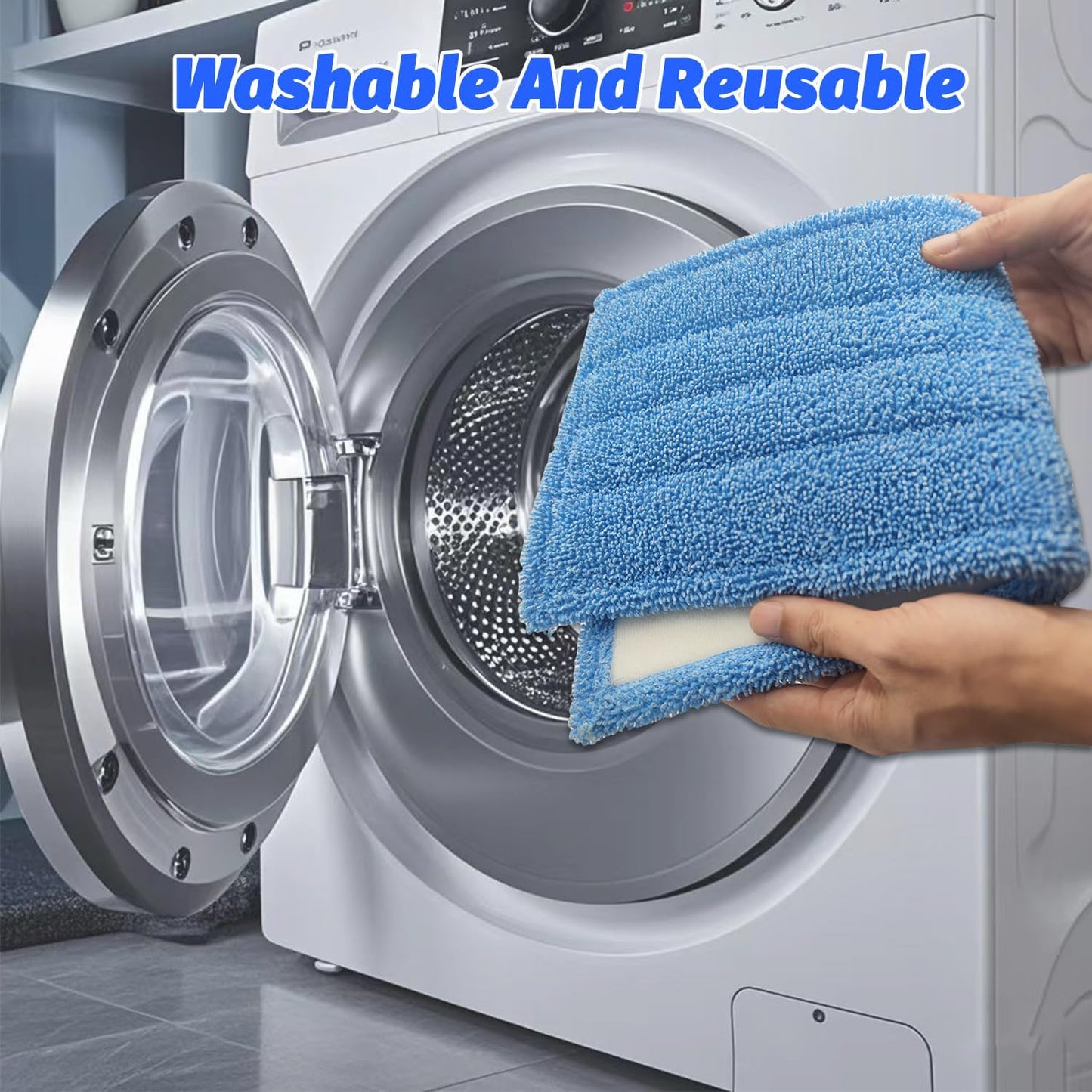 6 Pack Mop Pads Compatible with Rejuvenate Click N Clean Spray Mop Reusable Microfiber Pads Replacement for Rejuvenate Microfiber Mop Washable Mop Refill for Floor Cleaning Without Handle
