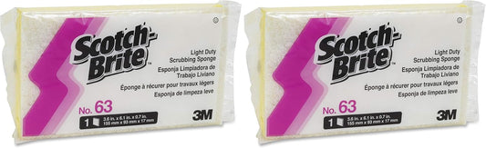 Scotch-Brite, MMM08251, Light-Duty Scrub Sponge, 20 / Carton, Yellow,White