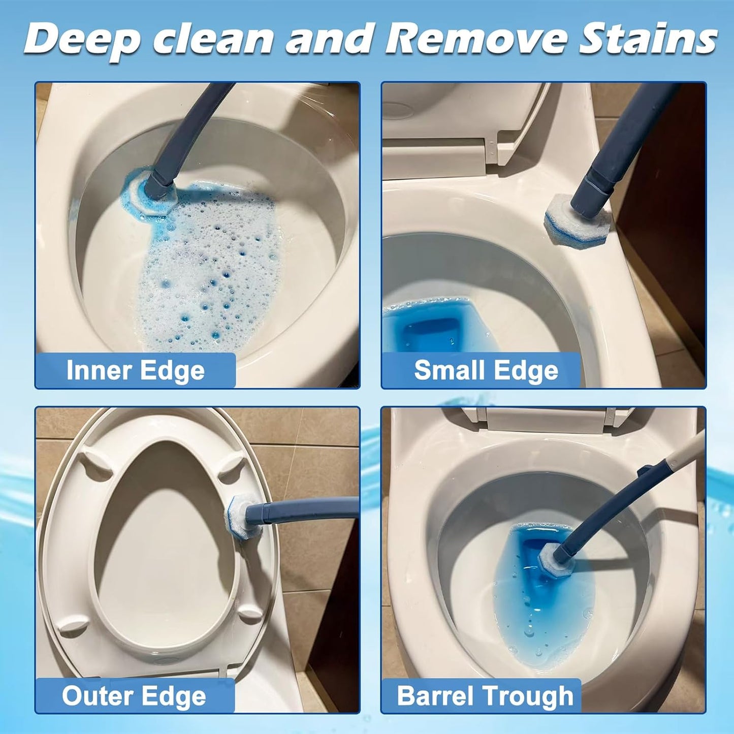 60pcs Disposable Toilet Wand Refills,Compatible with Most Toilet Brushes,5X Cleaning Power Toilet Bowl Cleaners,No Falling Apart,Upgrade Fiber Cleaner Heads,for Closestool Bathroom Cleaning