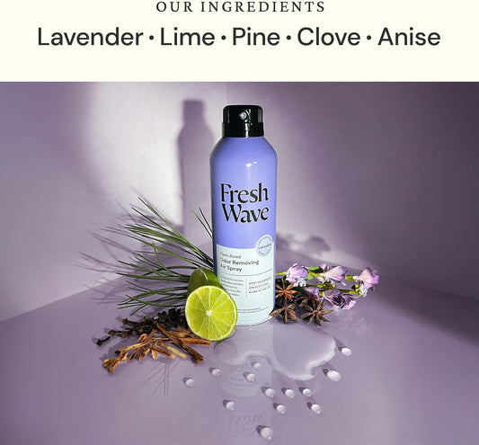 Fresh Wave Lavender Odor Eliminator Spray & Air Freshener, 8 oz. | Non-Aerosol, Fine Mist | Odor Absorbers | Safer Odor Relief | Natural Plant-Based Odor Eliminator | For Furniture, Fabrics & Trash