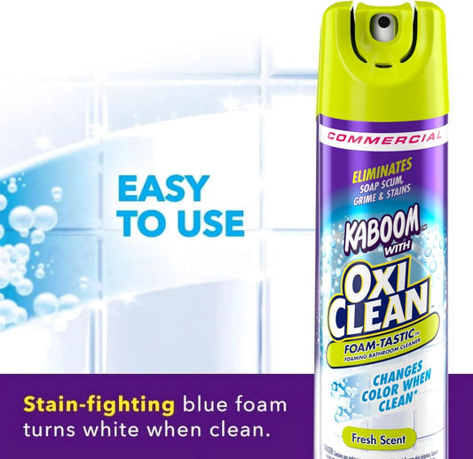 Kaboom 5703700071CT Foamtastic Bathroom Cleaner, Fresh Scent, 19 oz Spray Can, 8/Carton