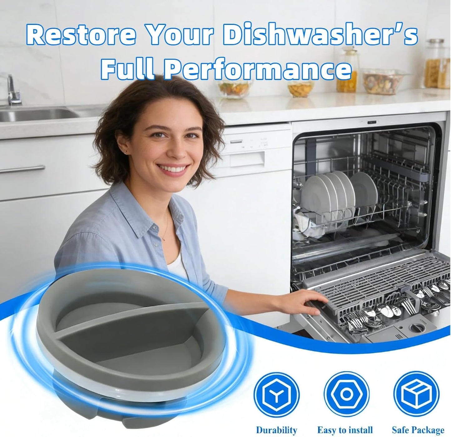 WPW10524919 Rinse Aid Dispenser Cap Replacement for Whirlpool KitchenAid Maytag Dishwasher, Also Fits W10524923 PS6883850 AP6022604 EAP11755938 2684856 PS11755938