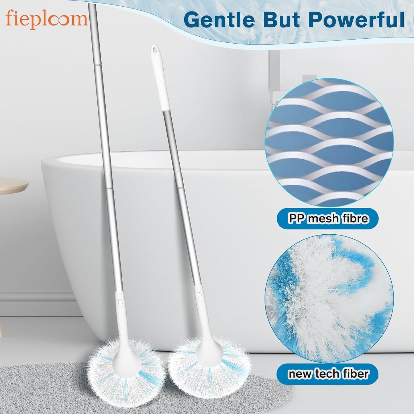 Tub Tile Scrubber Brush with 48" Long Handle, 2026 Version 1 Pc Non-Scratch Soft Tub Mop, All-in-One Adjustable Bathroom Brush for Bathtub, Shower, Sink, Faucet, and Wall Tile(1)