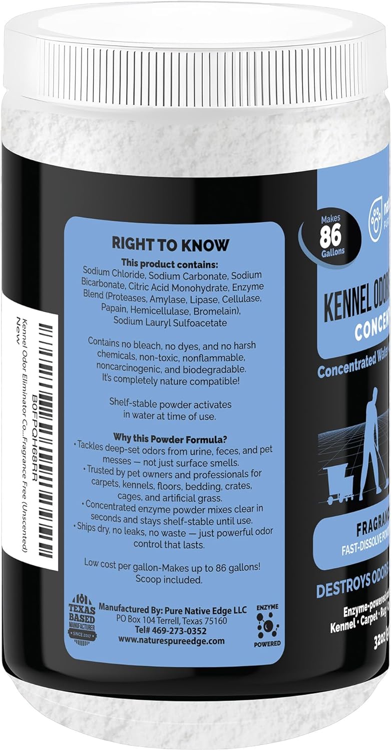 Nature's Pure Edge Enzyme Powder Concentrate Makes 86 Gallons - Professional Use for Kennel and Pet Odor Elimination - Removes Urine Poop from Carpets Floors - Sunny Citrus