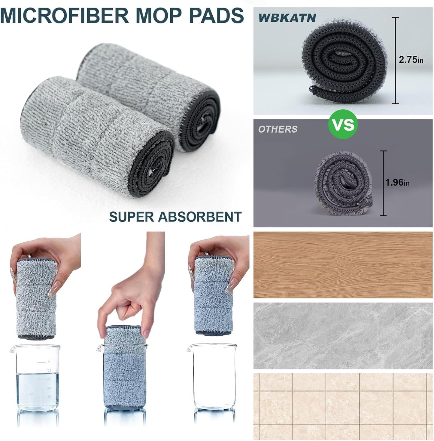 Flat Mop and Bucket Set Microfiber Mop for Floor Cleaning Flat Mop and Bucket System with 8 Reusable Microfiber Mop Pads for Tiles Bathroom & Household Floor Cleaning 16 Inch