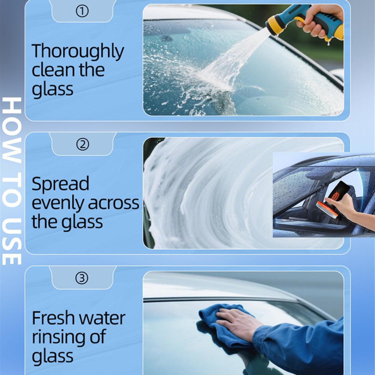 Glass Emulsion Cleaner, Car Glass Oil Film Remover, Roll-On Glass Guard with Brush, Anti-Fog Windshield Cleaner Removes Oil Grease Fog for Clear Driving Visibility