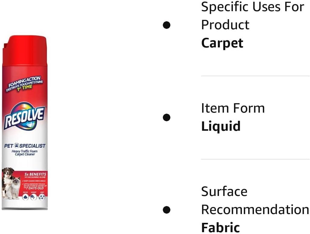 Pet Specialist Heavy Traffic Foam Carpet Cleaner, Pet Stain & Odor Remover, 22 oz Cans, 2 Pack