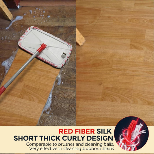 OZD Flat Mops for Floor Cleaning , with 5 Reusable 16x9in Dual-Fiber Mop Heads, Remove Stubborn Stains, Wet and Dry Use, Suitable for Hardwood, Tile, Laminate Flooring etc, Red