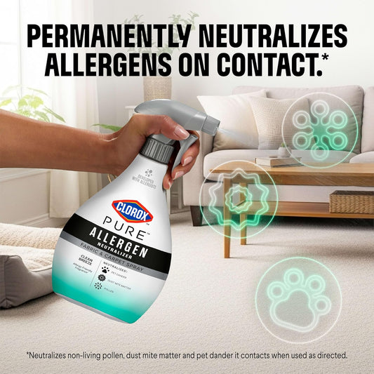 Clorox PURE Allergen Neutralizer Fabric and Carpet Spray, Clean Breeze, 26 Fluid Ounces (Pack of 2)