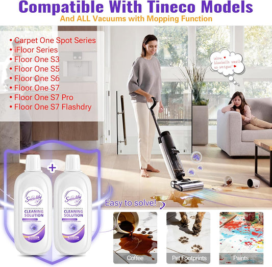 Snowlily 2 Pack Floor Cleaning Solution,Floor Cleaner for All Robot Vacuums Wet-Dry Mops,Deep Cleans Hardwood,Tile & Laminate,33.8 Fl Oz (Bluebell)