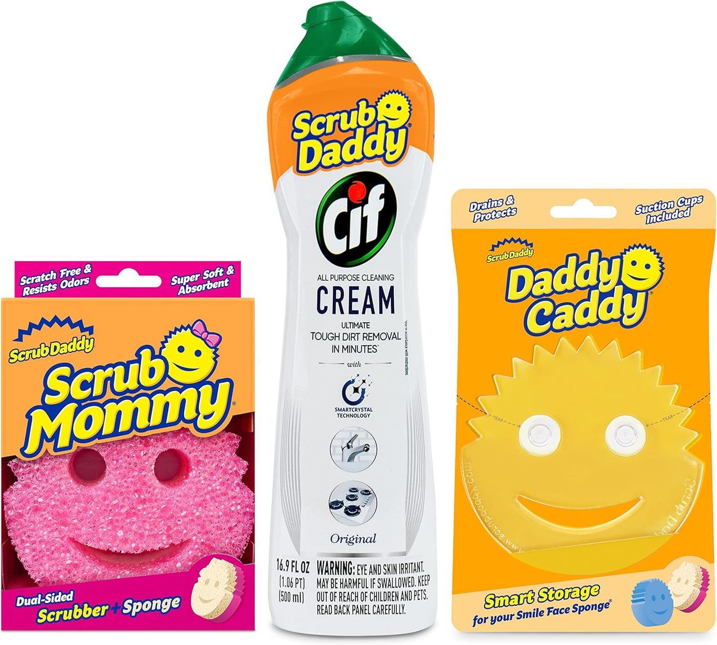 Scrub Daddy Scrub Mommy + Cif Cream All Purpose Cleaner, Original - Cleaning Supplies with Household Cleaning Cream & Non Scratch Sponge - Bathroom & Kitchen Cleaner