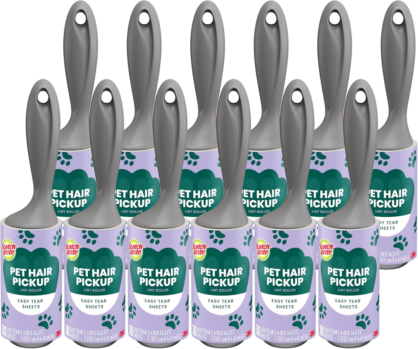 Scotch-Brite Pet Hair Pickup Lint Roller, Designed for Removing Fur + Fluff on Couches, Clothes, Dog and Cat Beds, & More, 1 Pack, 30 Easy-Tear Adhesive Sheets Total