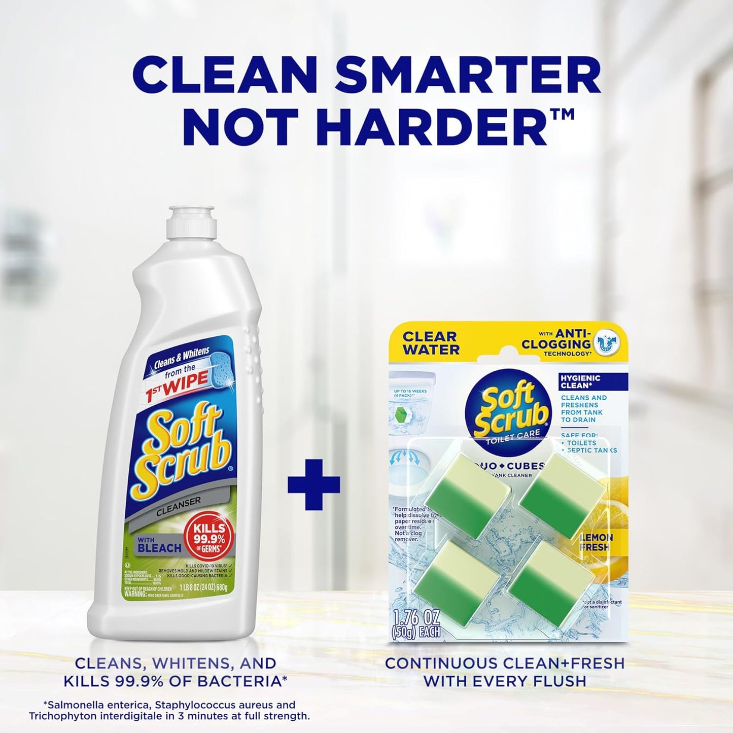 Soft Scrub In-Tank Toilet Cleaner Clear Water DuoCubes, 4ct, Lemon Fresh