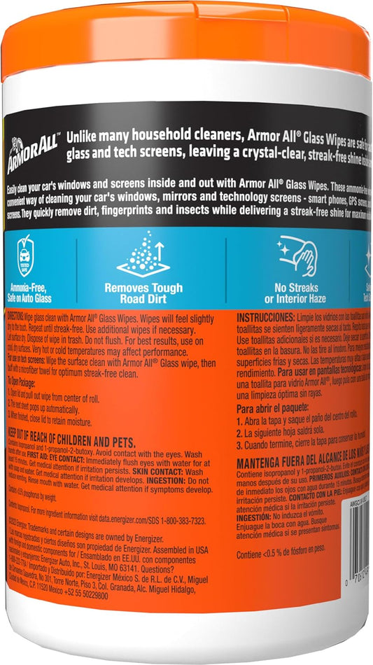 Armor All Car Cleaning Wipes, Wipes for Car Interior and Car Exterior, 90 Wipes Each