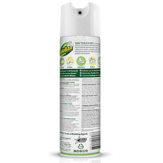 OdoBan Ready-to-Use Disinfectant and Odor Eliminator, Cleaner and Fabric/Air Freshener, Set of 2, 14.6 Ounce 360-Degree Continuous Spray and 32 Ounce Trigger Spray, Original Eucalyptus Scent