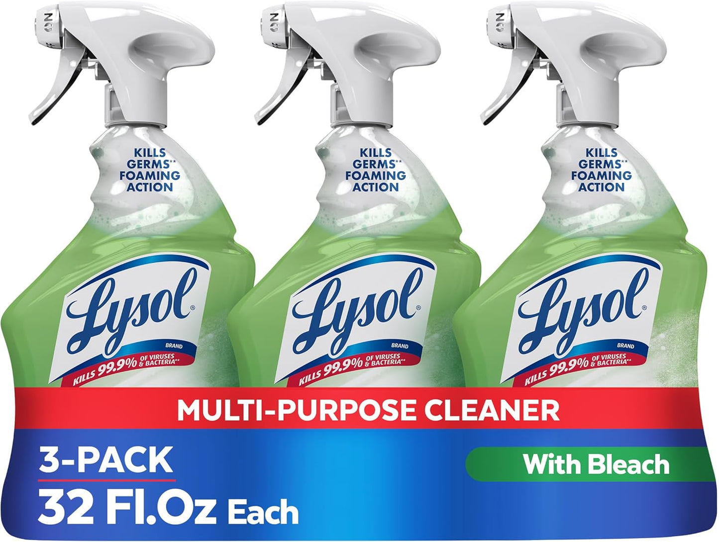 Lysol Multi-Purpose Cleaner Sanitizing and Disinfecting Spray with Bleach, All Purpose Cleaning Spray for Bathrooms and Kitchens, 32oz