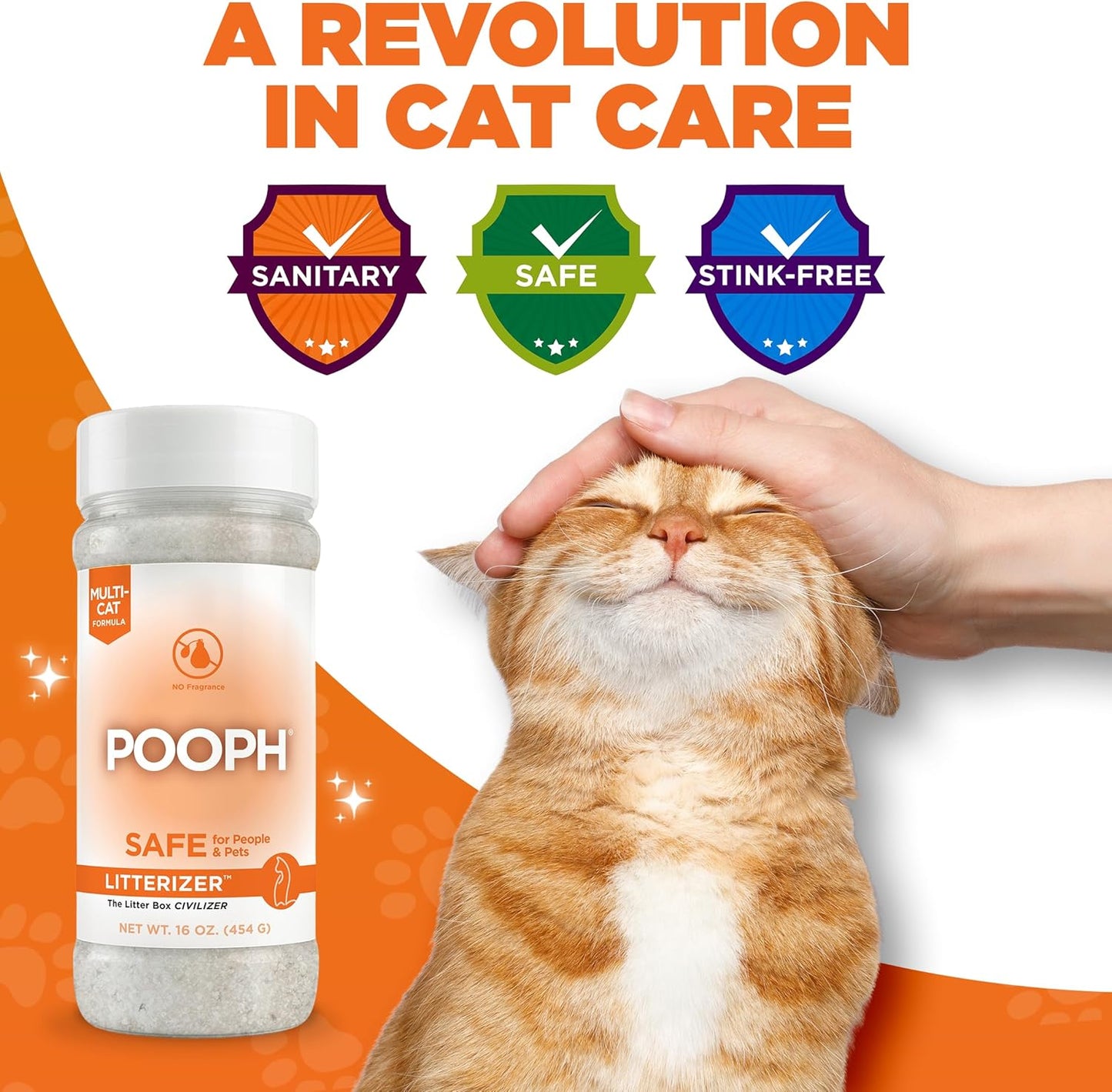 POOPH Kitty Odor Eliminator Spray 32oz Fragrance Free Cat Odor Remover for Urine Poop Pee Litter Box Deodorizer for Furniture Bedding and Carpet