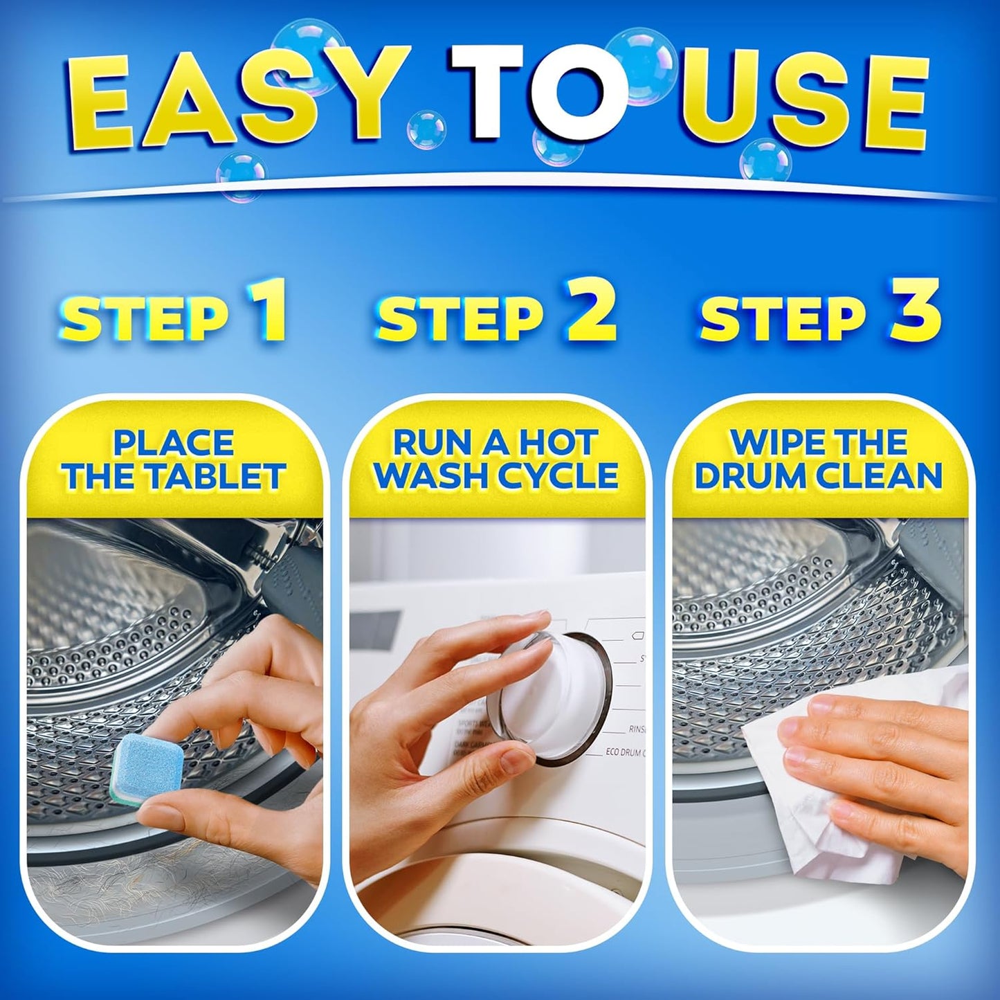 Washing Machine Cleaner Tablets for Pet Owners Pro – Front & Top Load HE Washers – Removes Pet Hair Buildup Eliminates Odors & Residue – 28 Tablets 1-Year Supply – Septic Safe Deep Clean