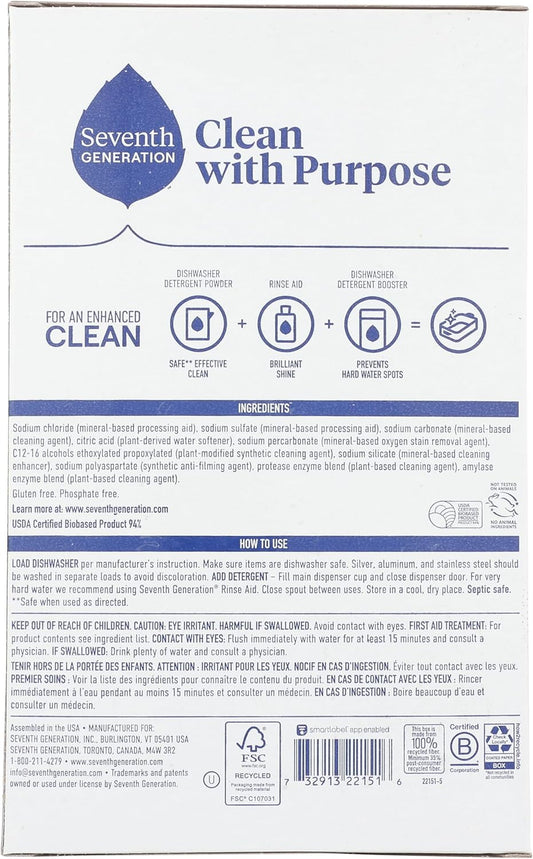 Seventh Generation Free and Clear Dishwasher Detergent Powder 75 oz