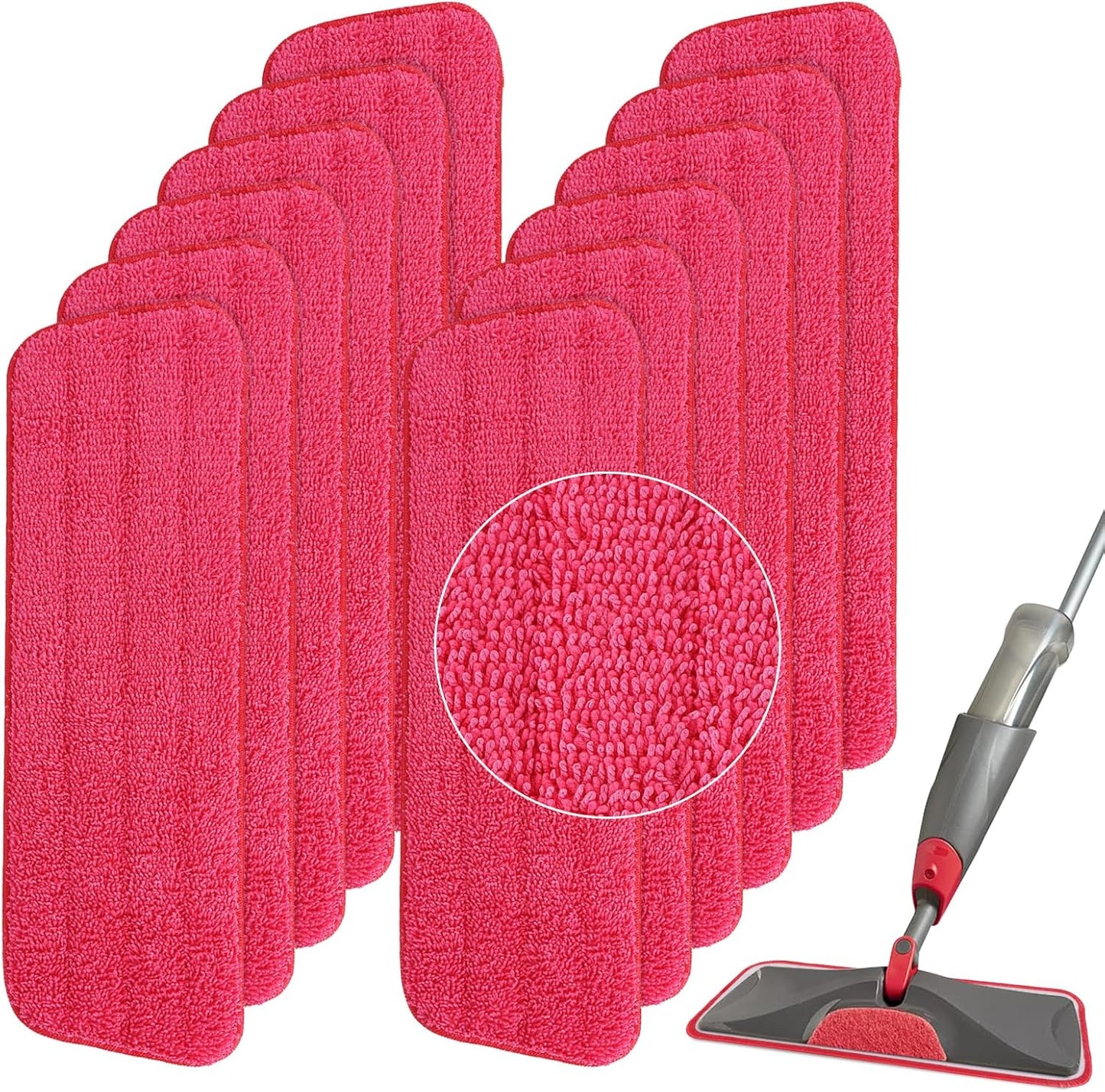 Replacement Microfiber Mop Pad for Rubbermaid Reveal Spray Mop - 8 Pack 16.5" Wet & Dry Floor Cleaning Refills Reusable Fit for Any Microfiber Reveal Flat Mop