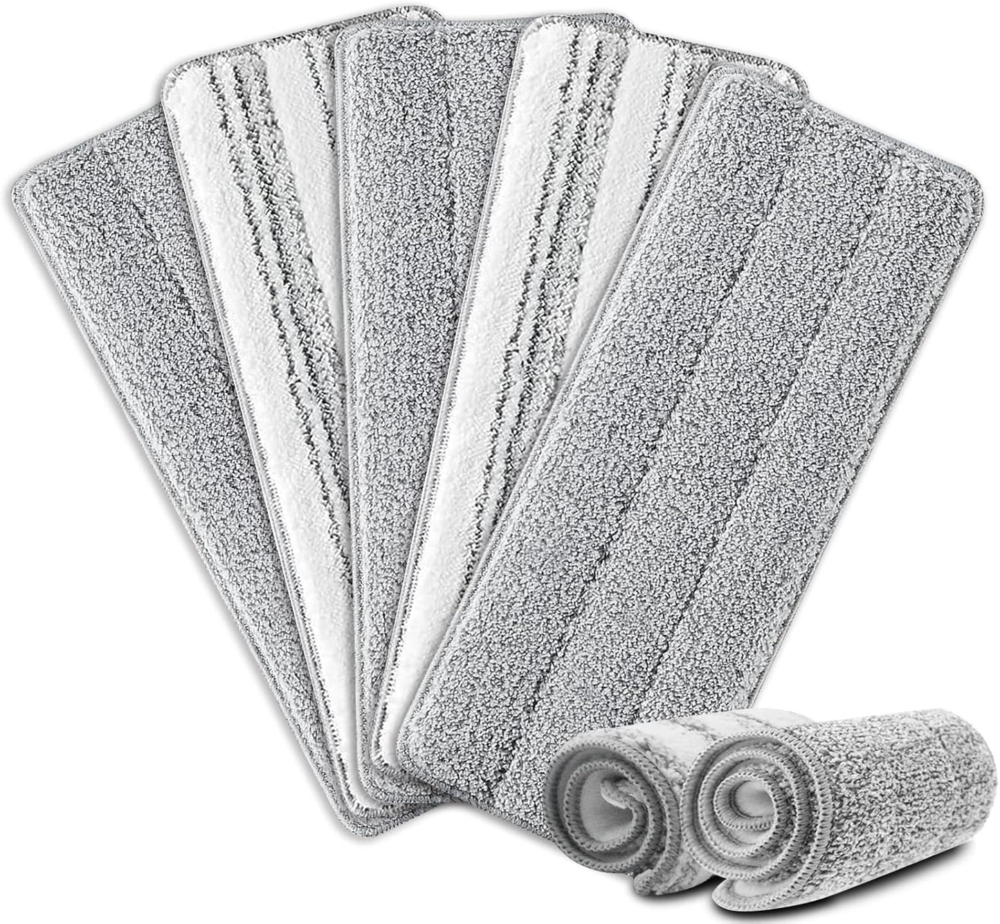 Flat Mop Pads, 3 Pack 13" X 4.9" Microfiber Mop Pad/Refill/Head, Mop Pads Washable Microfiber Squeeze Cleaning Mop Heads Replacement - White and Grey