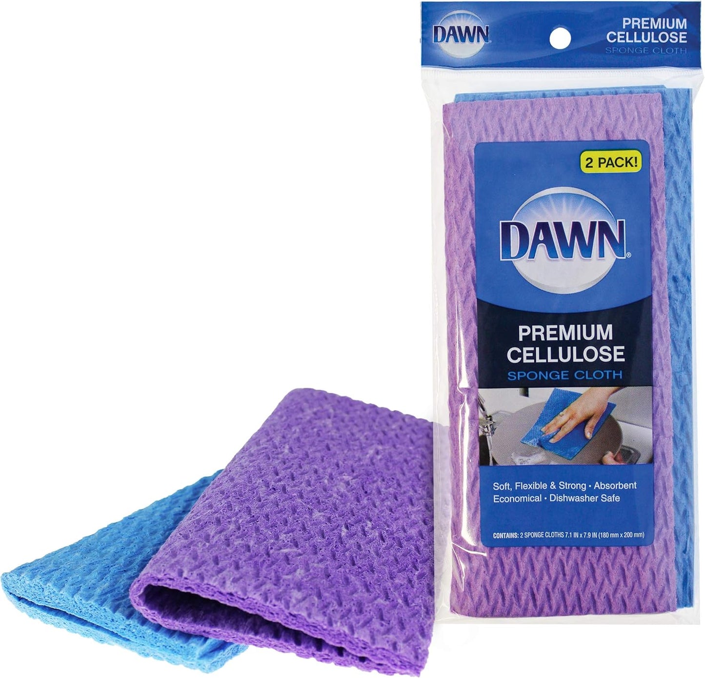 Dawn Cellulose Sponge Cloth, 2 Piece