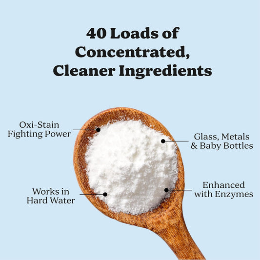Pronounce Dishwasher Detergent Powder - Cleaner Ingredients, Fragrance Free - Ultra Concentrated, Cuts Grease and Grime, Dishwasher Pods Alternative (Residue-Free). (80 Loads, Unscented)