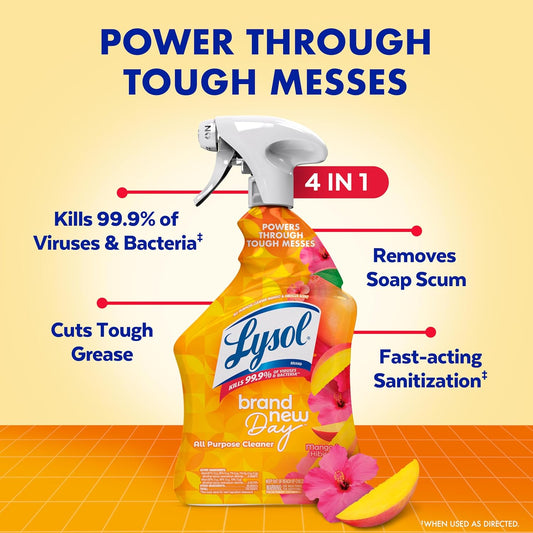 Lysol All Purpose Cleaner Spray, Multi-Purpose Disinfecting Spray, Kitchen & Bathroom Cleaner, Lemon Breeze Scent, 32 Fl Oz (Pack of 2)