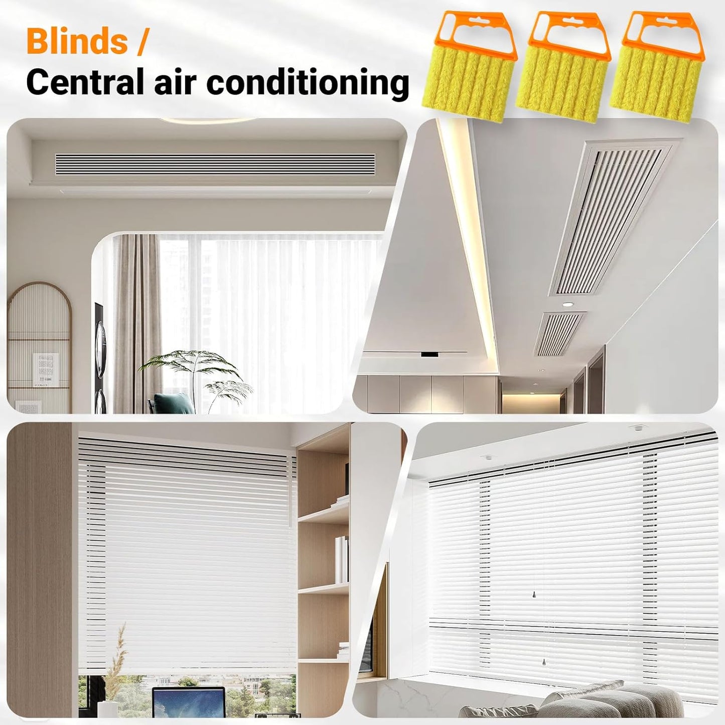 3pcs Window Blind Cleaner Duster Tool,2026 New Cleaning Tools,7 Fingers Washable Microfiber Dusters for Cleaning,Crevice Cleaning Brush, Duster for Venetian Blinds & Air Conditioner Vents(Orange