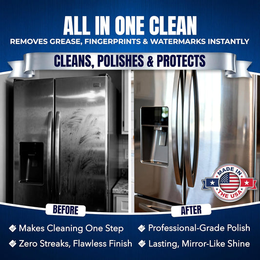 Sheila Shine 12 x 10oz Stainless Steel Cleaner and Polish With Cloth - Cleans, Polishes & Protects Kitchen Appliances, Refrigerators, Sinks, Ovens & Grills - Stainless Steel Fridge Cleaner