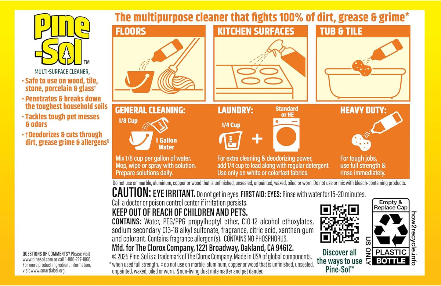 Pine-Sol Multi-Surface Cleaner, Lemon Fresh, 14 Fluid Ounces (Pack May vary)